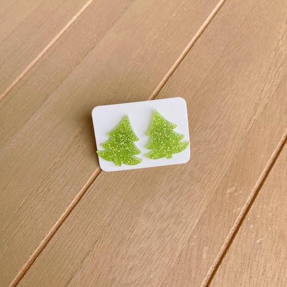 Christmas Tree Earrings Earrings Handmade Earrings Pine Tree Holiday Ear… - Picture 4 of 5